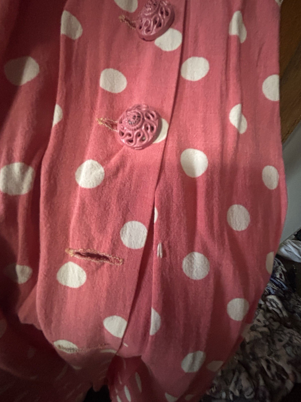 Vintage Handmade Pink Polka Dot Midi Dress Retro Wrap Secretary Cottagecore M/L