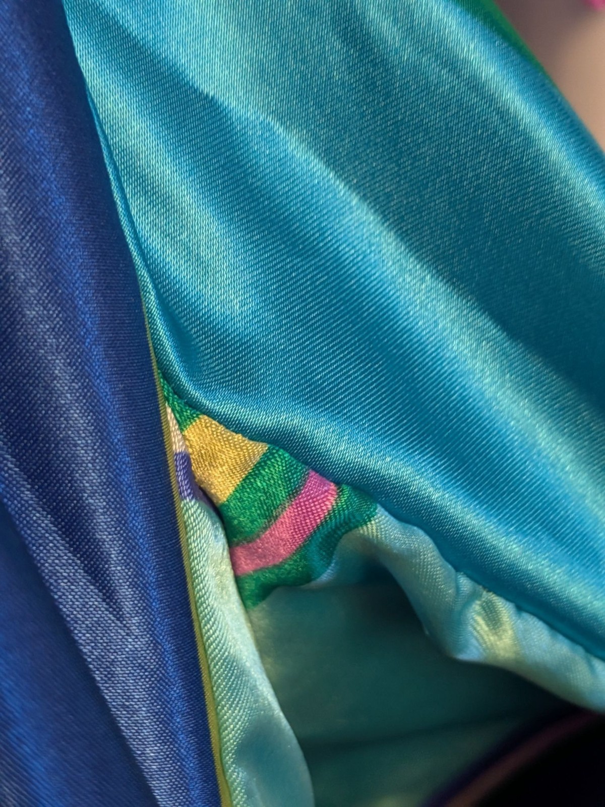 Vintage Copacabana Striped Satin Robe With Belt Multicolor Size S