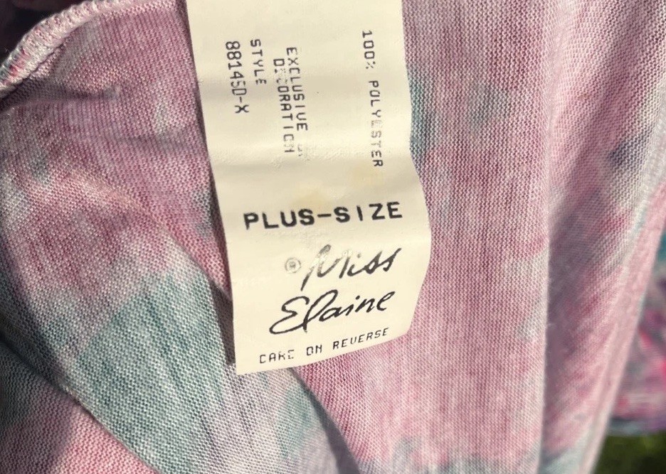 Caftan Lounge Dress Batwing Floral Plus Size Pink Blue Made USA Vintage