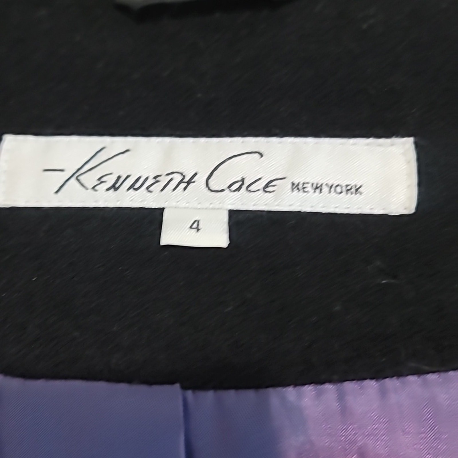 Kenneth Cole Women Black Woolblend Belted Pea Coat Size 4