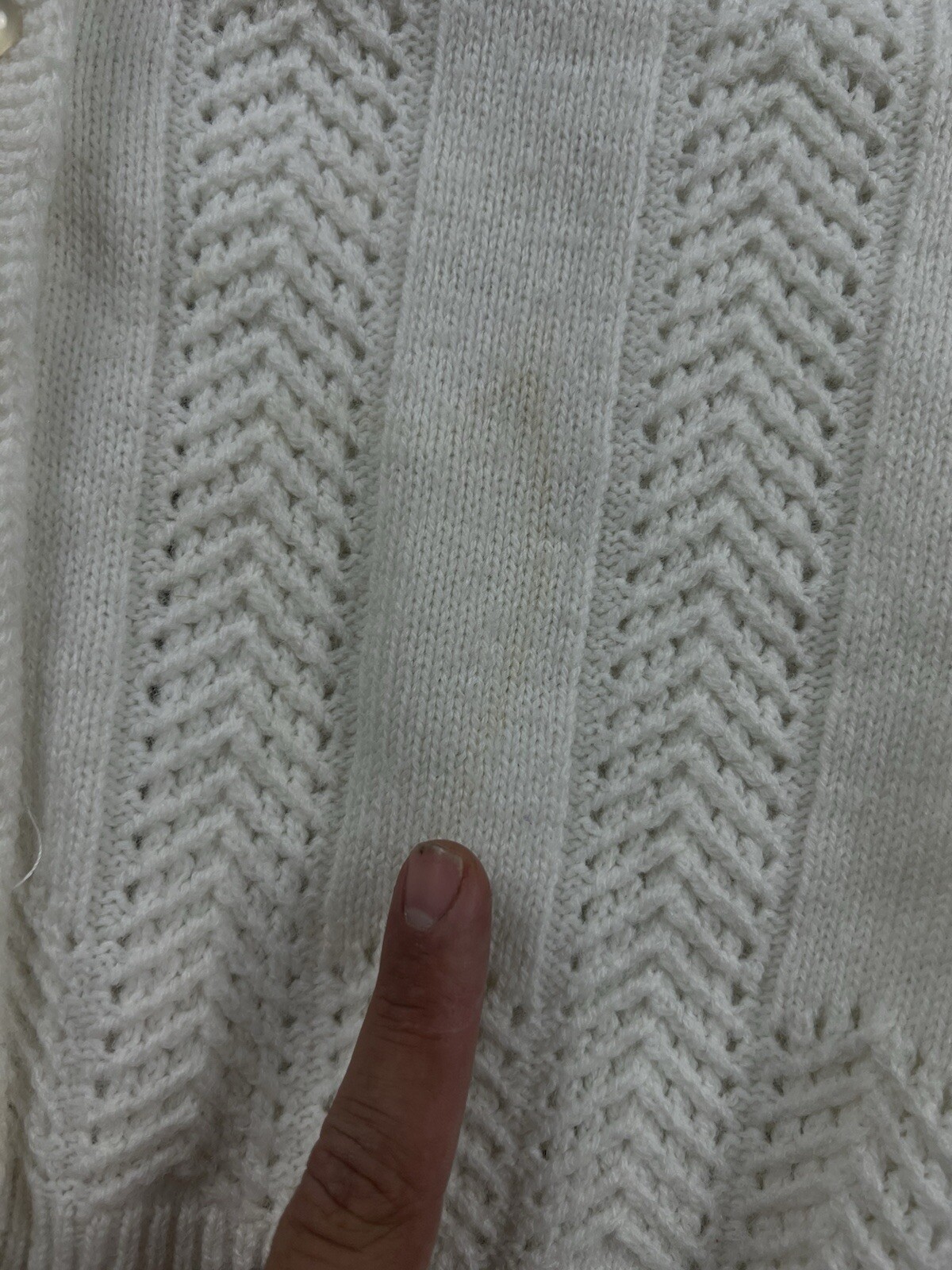 Vintage 60s Billie Jo Cardigan Sweater Medium Womens White Long Sleeve Button Up