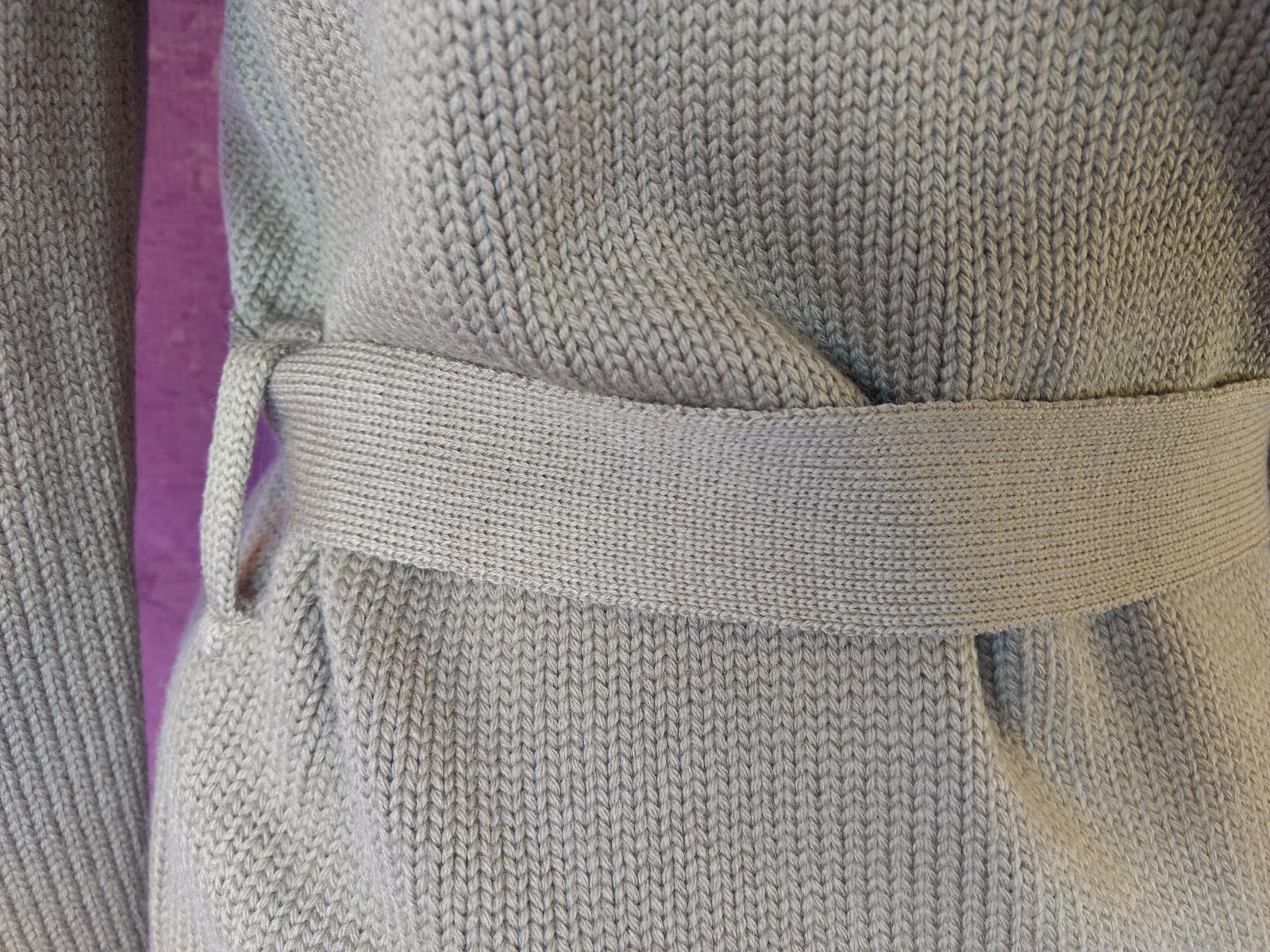 SAKRI Taupe Zephyr Wool Wrap Cardigan Sweater 1960s MCM VTG Fur Collar Tie Belt