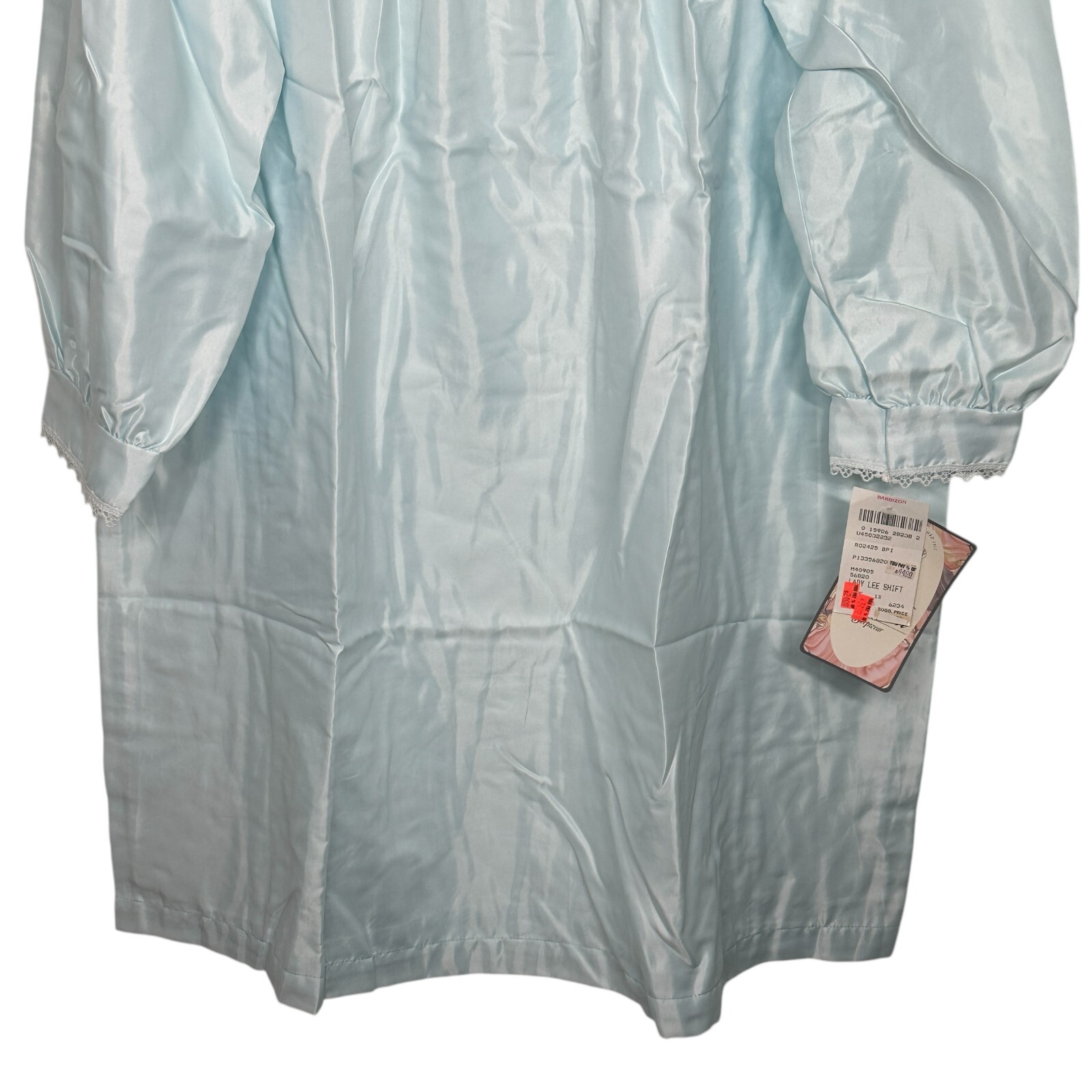 Barbizon Vintage 70s Blue Satin Super Cuddleskin Nightgown Size 1X With TAGS