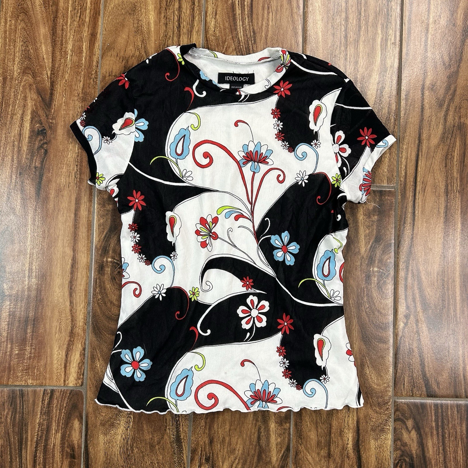 Vintage Y2K Whimsigoth Psychedelic Floral Top Fairy Grunge Ideology Sz S