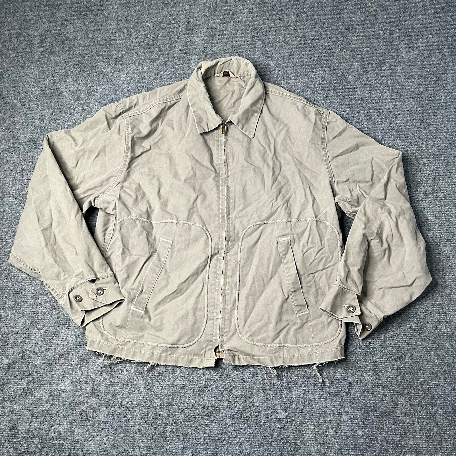 Vtg 1960s Sir Jac Dan River Danstorm Poplan Harrington Jacket Zip Up Distressed