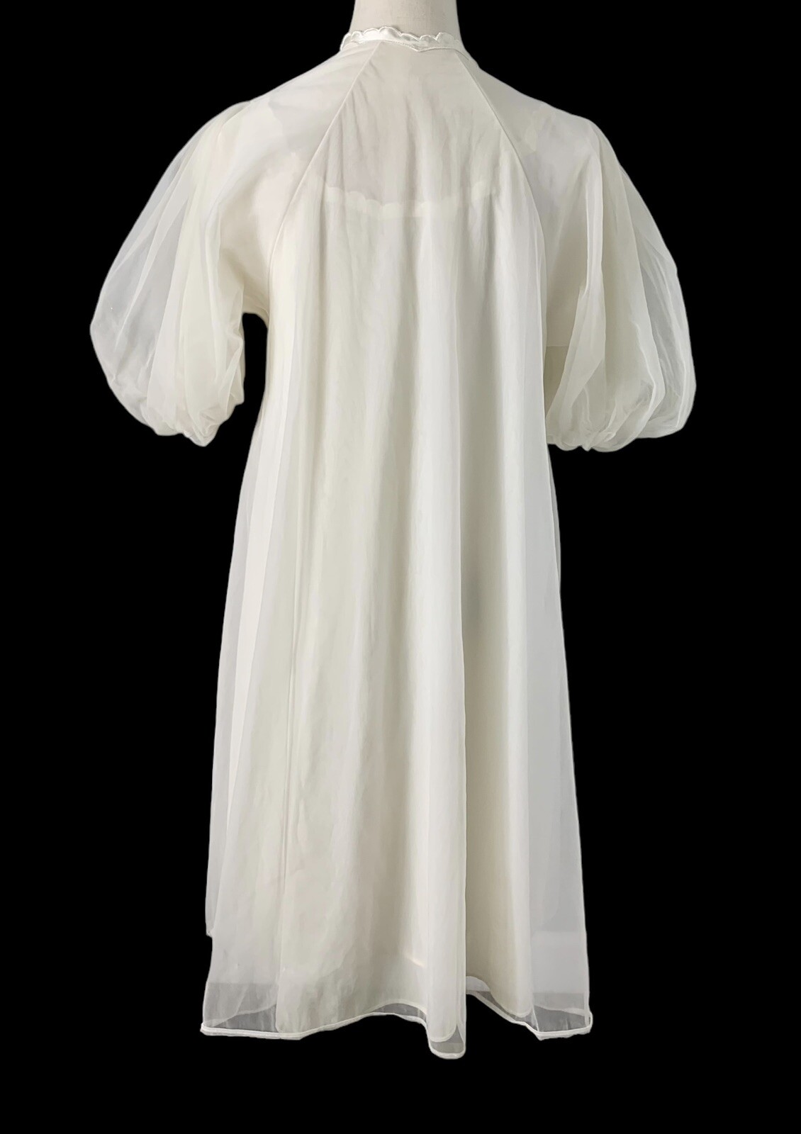 VTG Gotham gold stripe peignoir robe gown babydoll nylon slip roses chiffon 60s