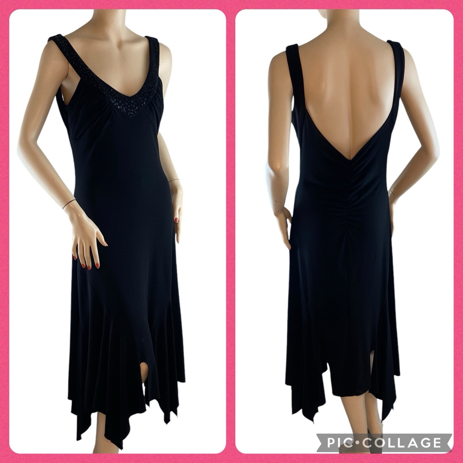 Vintage RAMPAGE 90s Y2K Whimsigoth Fairy Black Cocktail Boho Chic Dress Large
