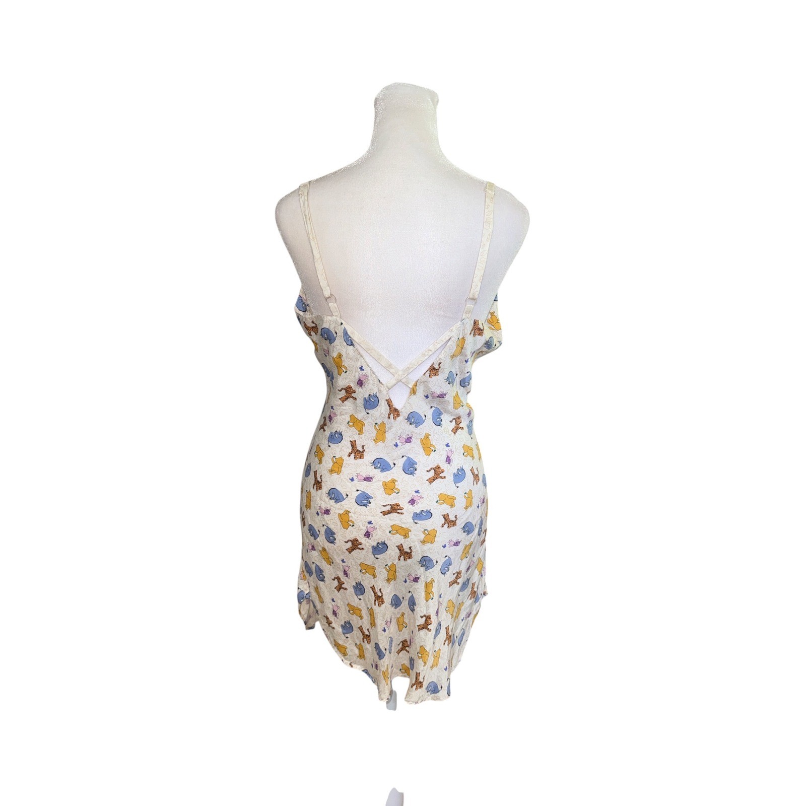 Vintage Walt Disney World Silk Winnie the Pooh Nightgown Chemise Cream Medium