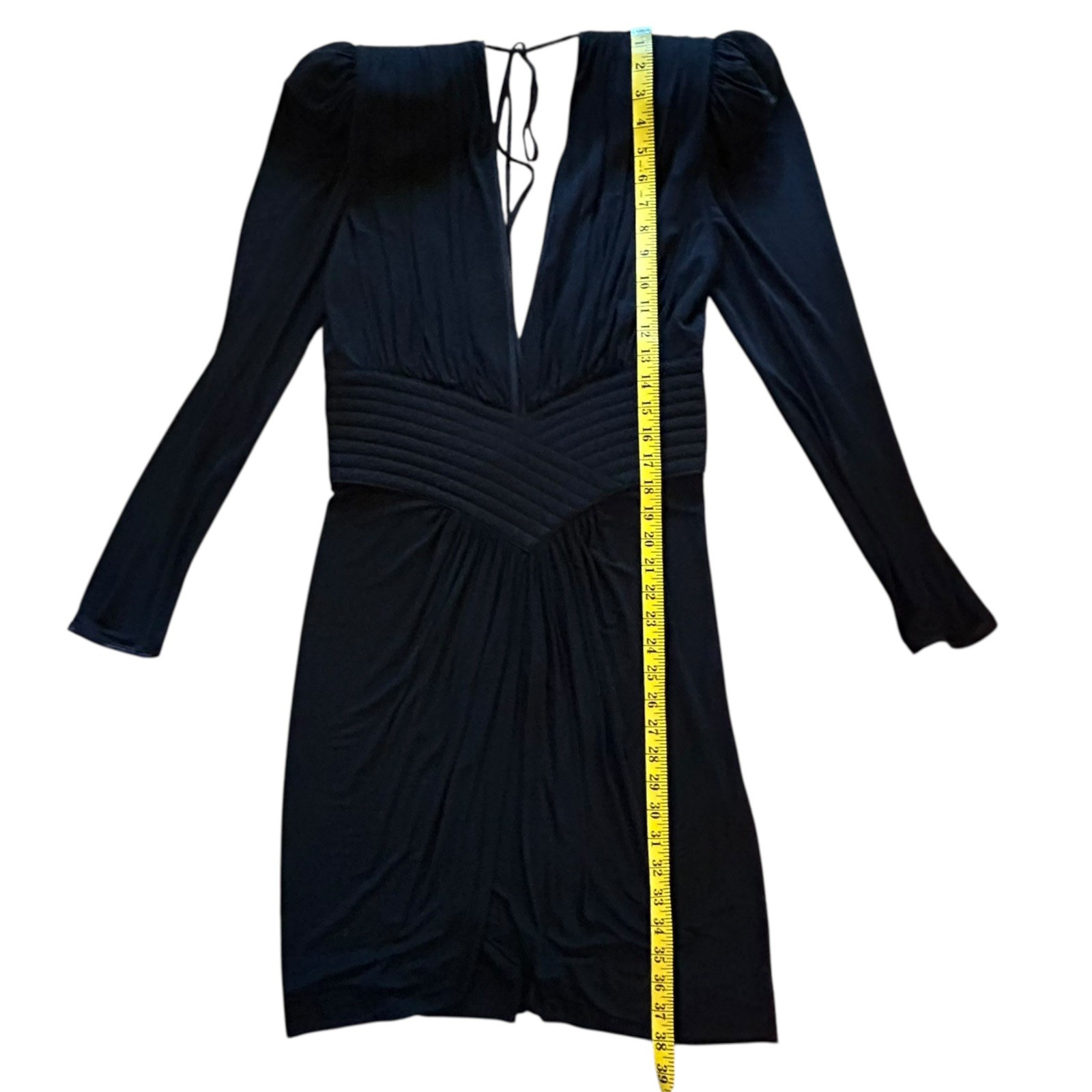 Vintage 1980s Wayne Clark Dress Size 10 Black Plunging Neckline Dynasty Marelle