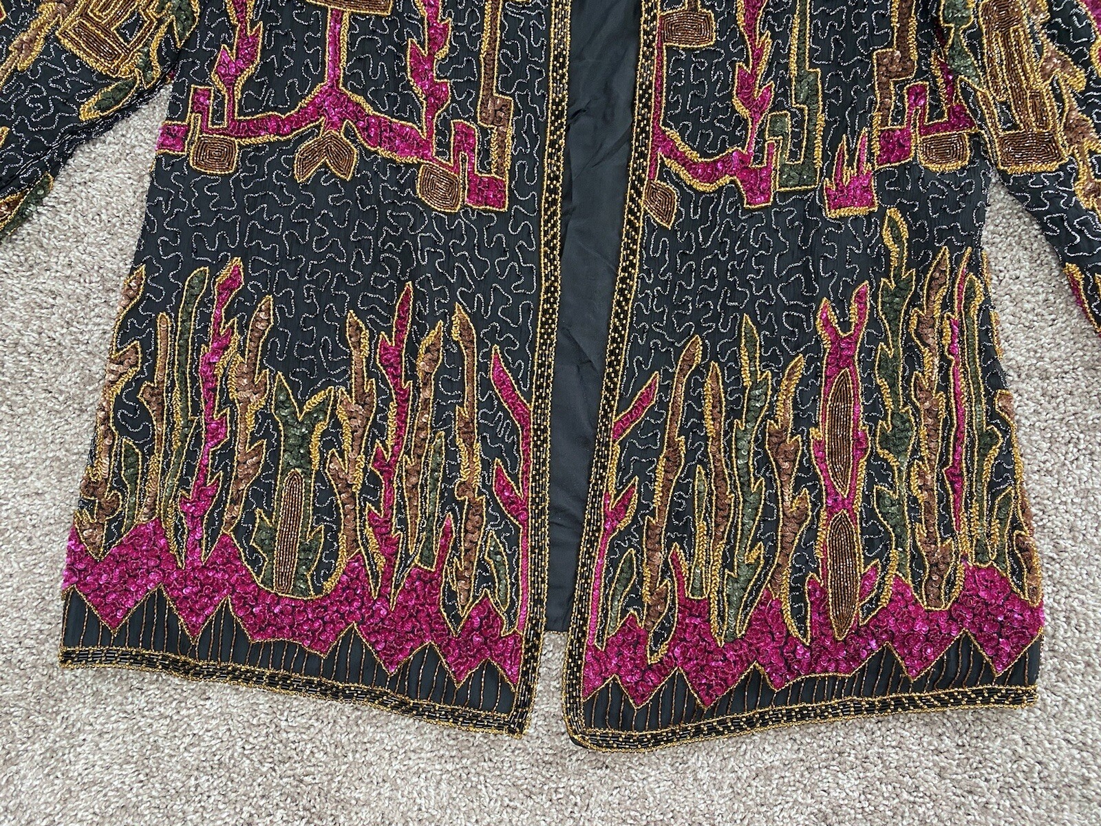 judith ann Black Gold Red Beading Vintage Jacket Blazer 1X 16-18