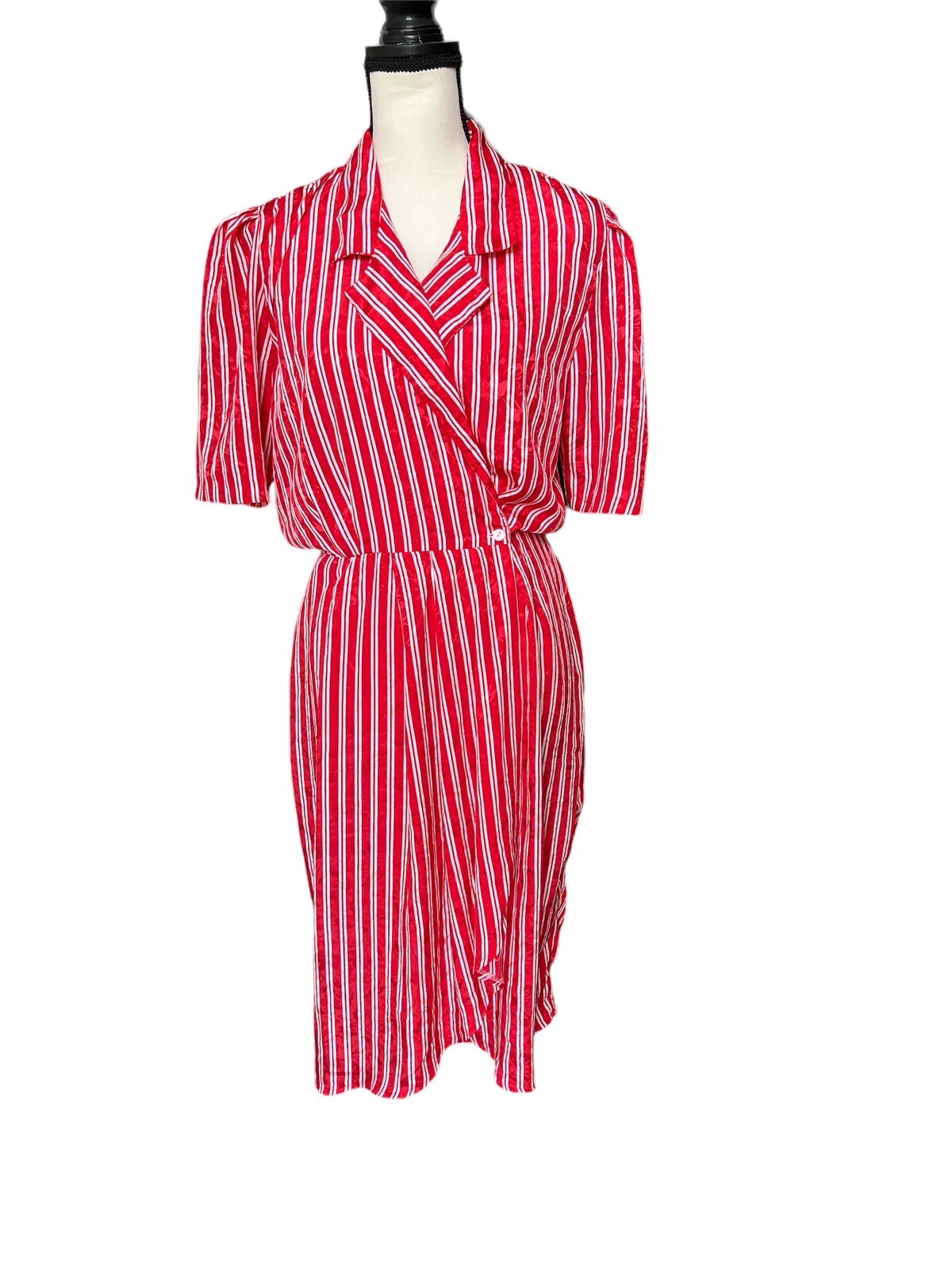Jonathan Martin Vintage Red & White Stripe Rockabilly Secretary Wrap Dress 11/12