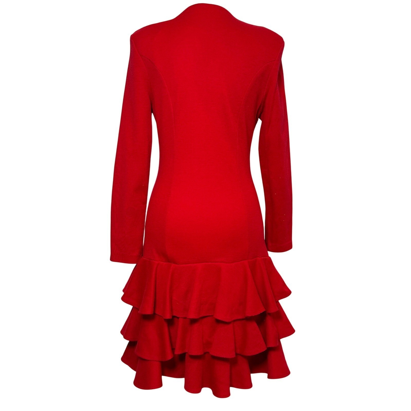 VTG All That Jazz Red Tiered Ruffle Blazer Dress Small Coquette Glam Maximalist