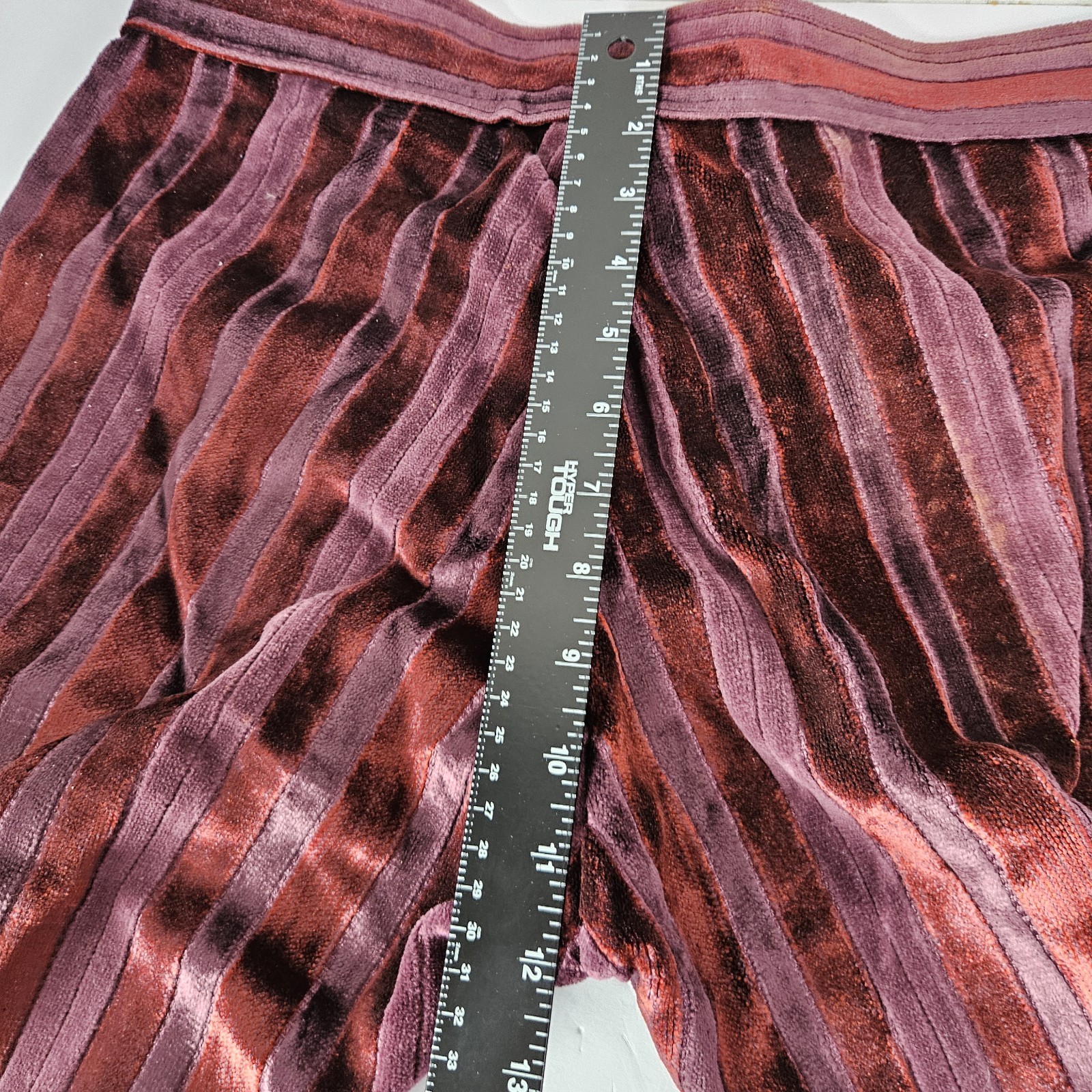 VTG 60S Red&Purple Strip Velvet Carpet Bag FLARED PANTS Bell Bottom Hippy 13/14