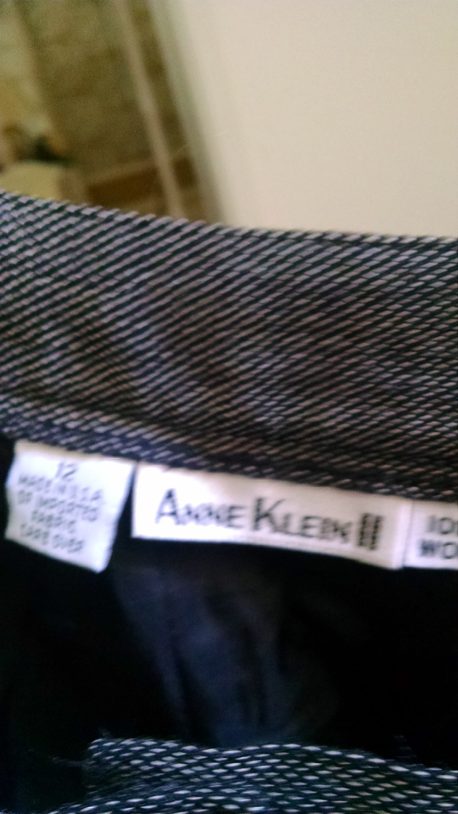 Anne Klein Black/White Wool Slacks, Size 12-Item #231