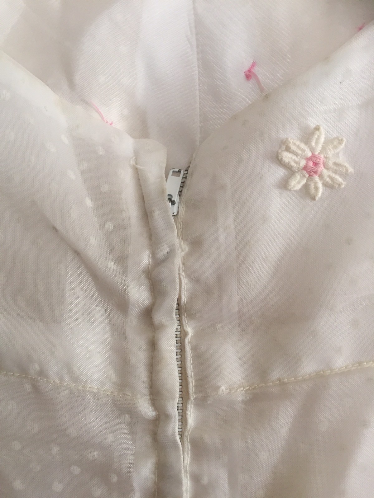 VTG Daisy Applique White Polka Dot Top Tank Blouse Sleeveless Retro Pretty 4 6 S