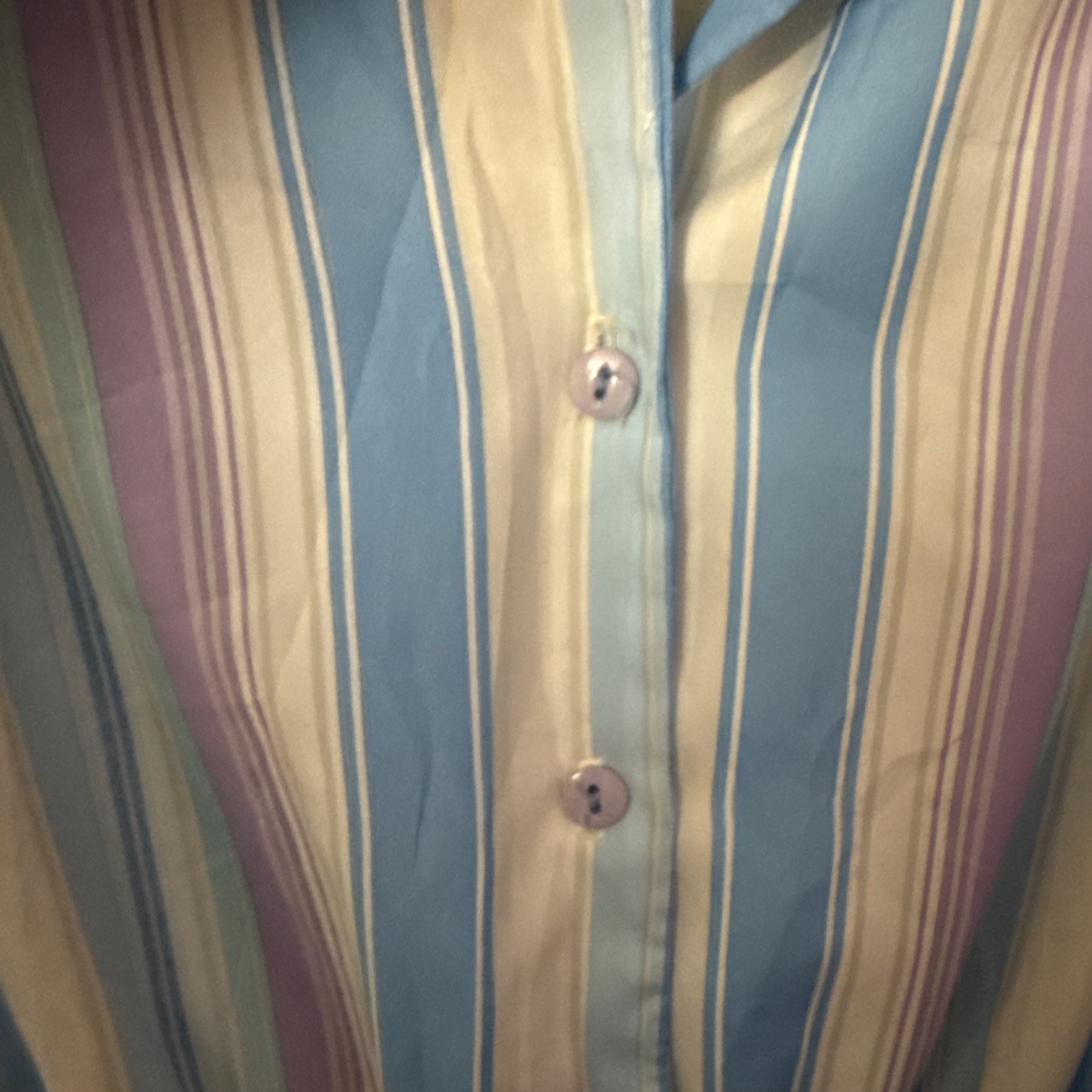 VTG TAURUS II Secretary Shirt Dress Striped Blue Purple Top PTP 19” White Bottom