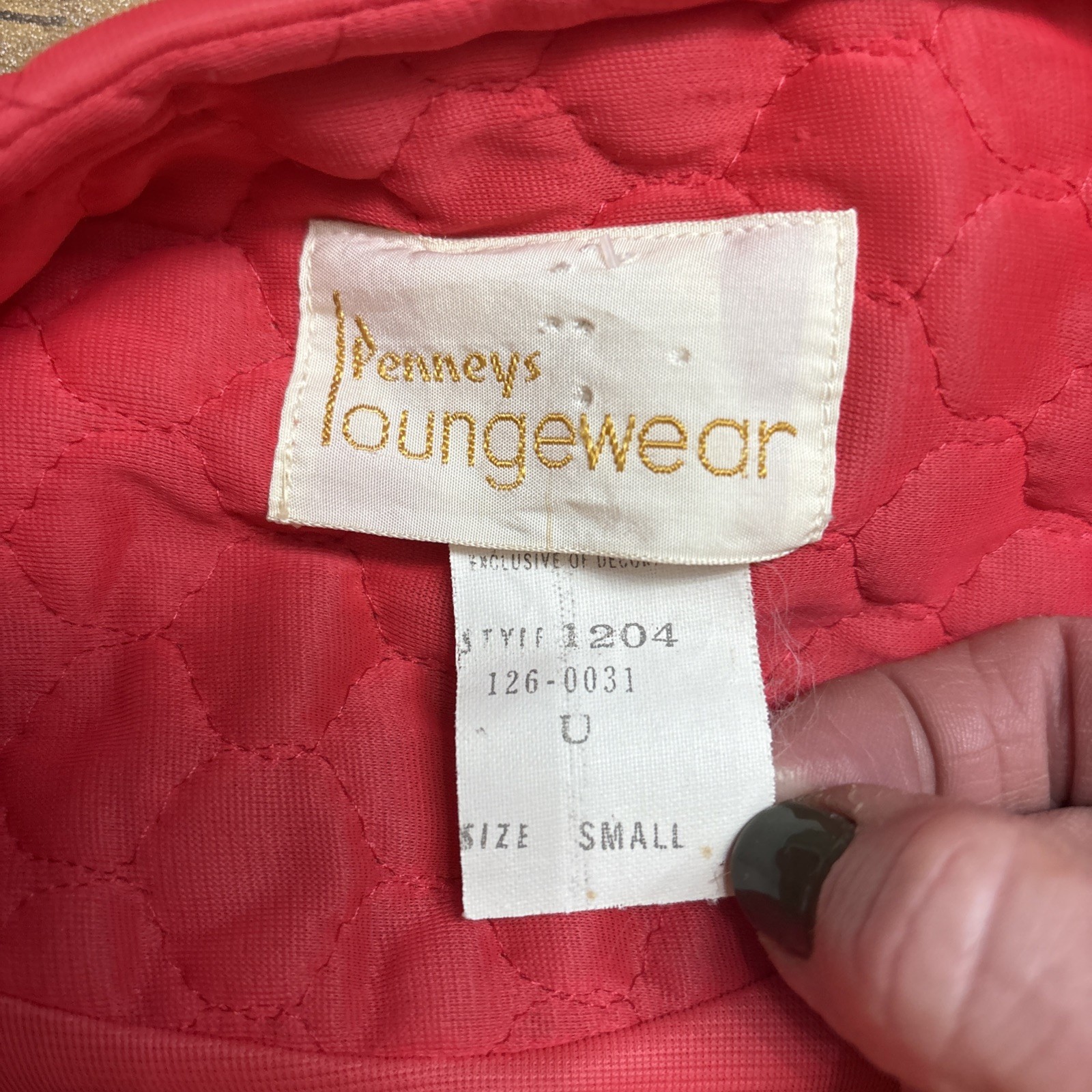 Vtg 70s Women’s Quilted Coral Orange Robe Penney’s Loungewear One Size