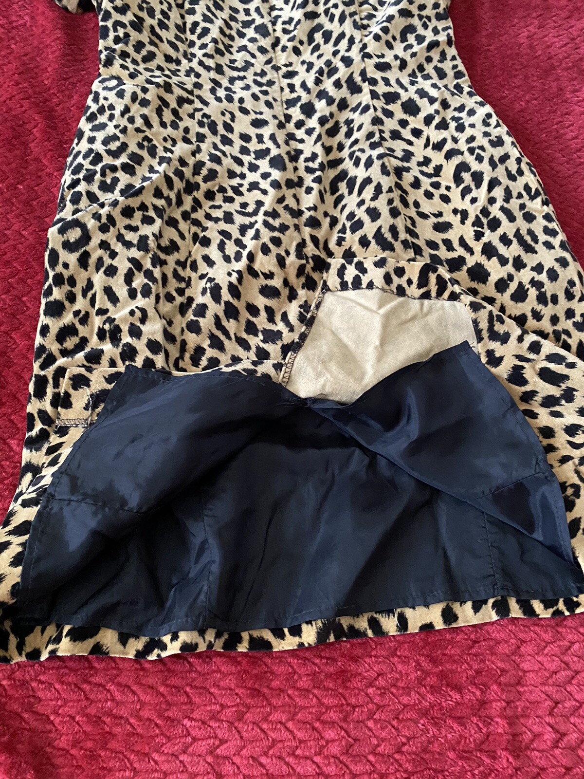 Misty Lane Velvet Cheetah Dress, Size 8, velvet leopard print vintage