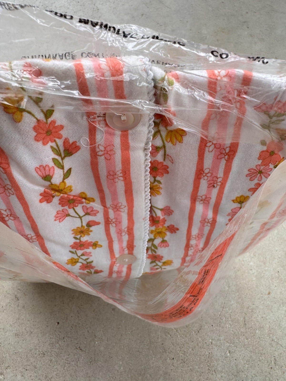 VTG 60s 70s Greencraft Pajamas NOS Deadstock Floral Pink Striped Mod Medium 36