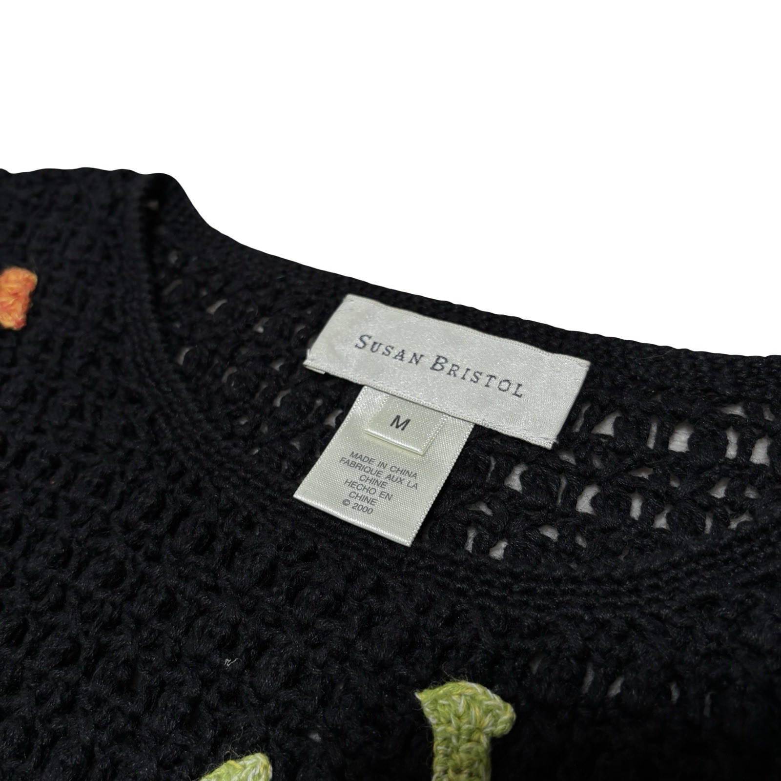 Vintage Susan Bristol Women’s Vibrant Knit Retro Open Knit Sweater Sz M 19 x 23