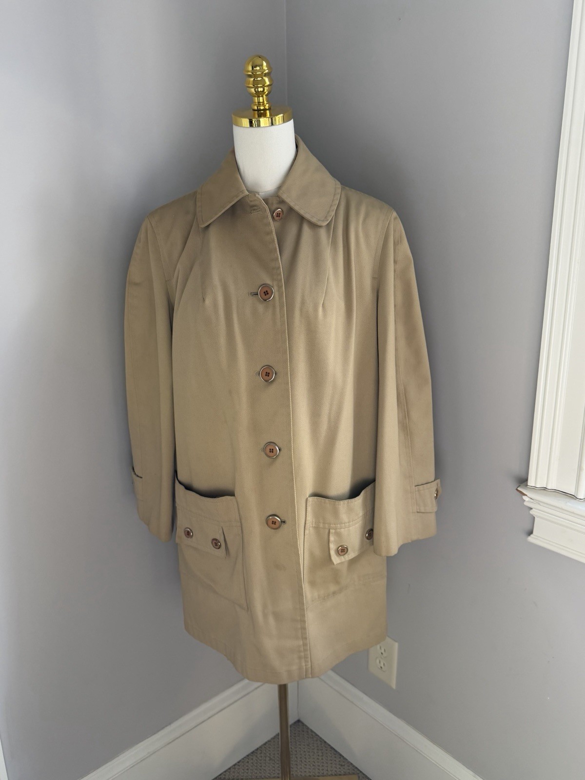 Celanese Fortrel 60s 70s Vintage Women’s Trench Coat Khaki