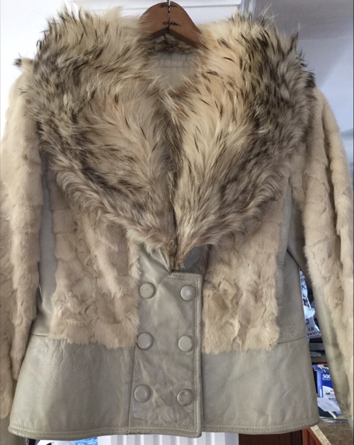 Vintage Mink Fur Leather Biker Jacket S/M