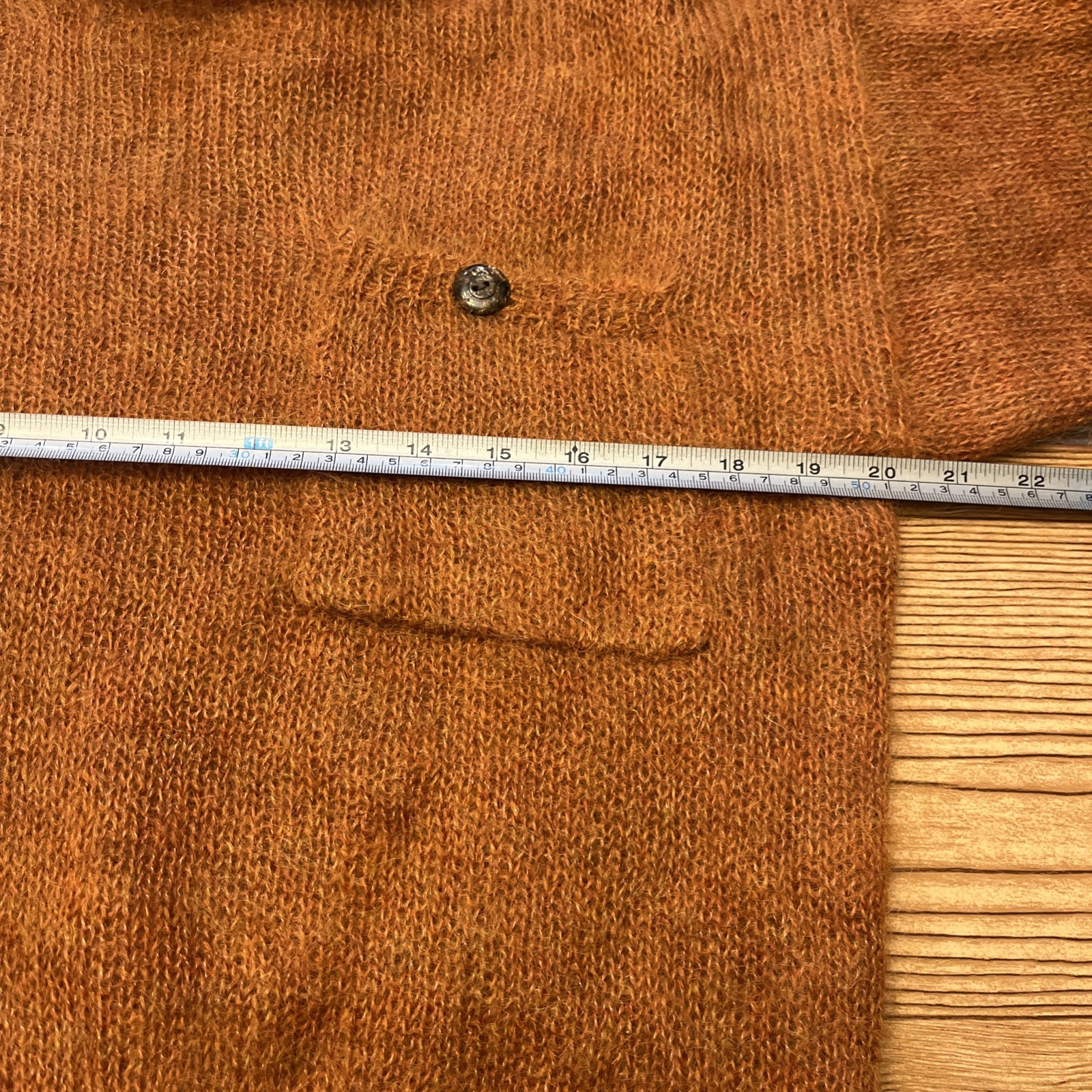 Jeanne Pierre Womens Vtg 80s Camel Brown Sweater Small Petite Mohair Pocket