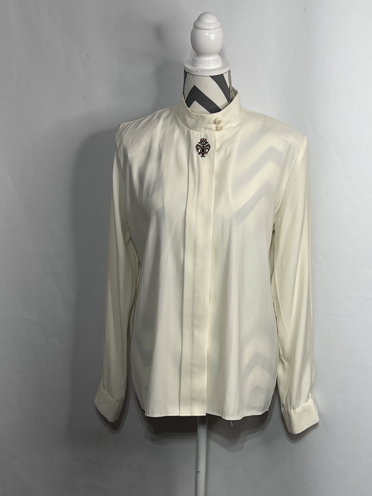 Jo Hardin Women 8 Vintage Cream Long Sleeve Business Casual Secretary Blouse