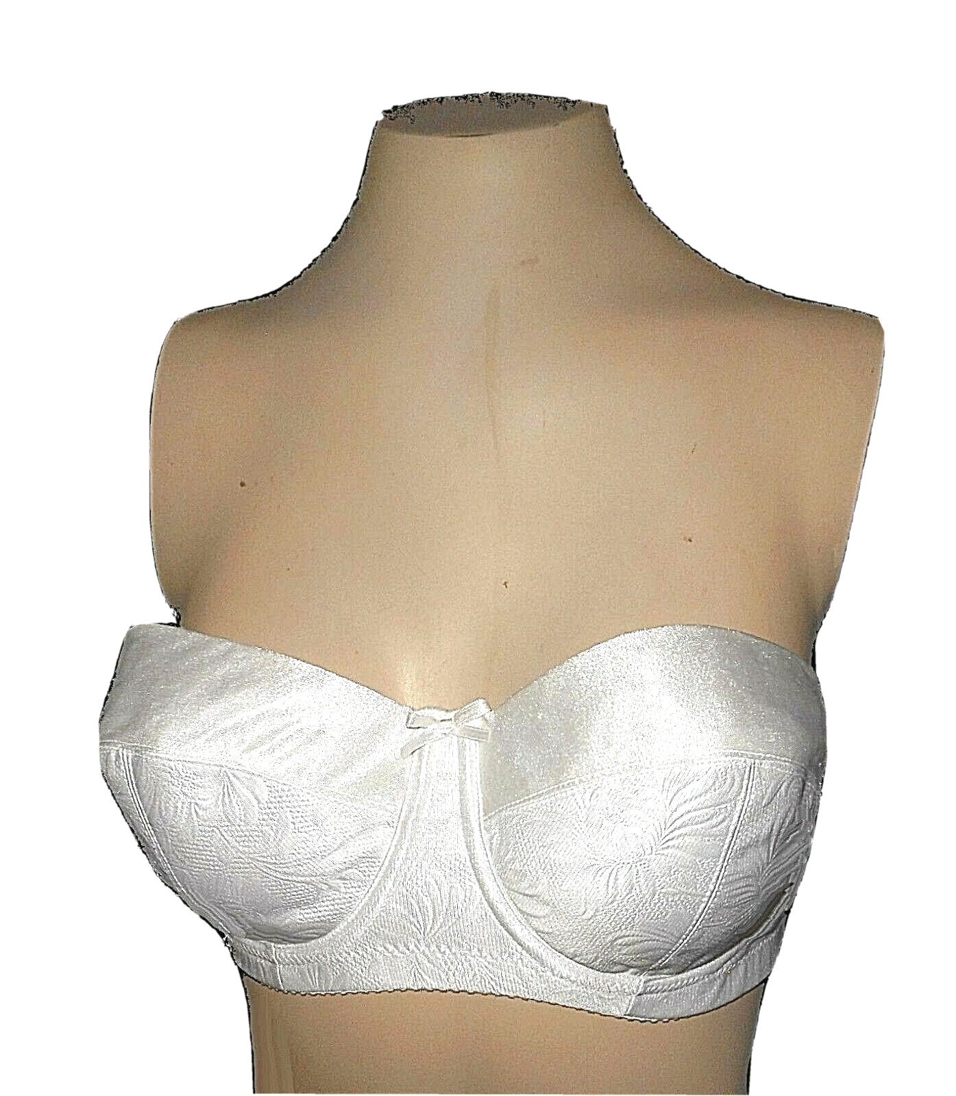 Bra Vintage Bali Satin Strapless UW Padded Textured Jacquard white 3370 36C