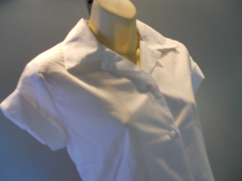 Nos Vintage 1960s White Blouse Uniform Shirt Waitress School College Preppy 36