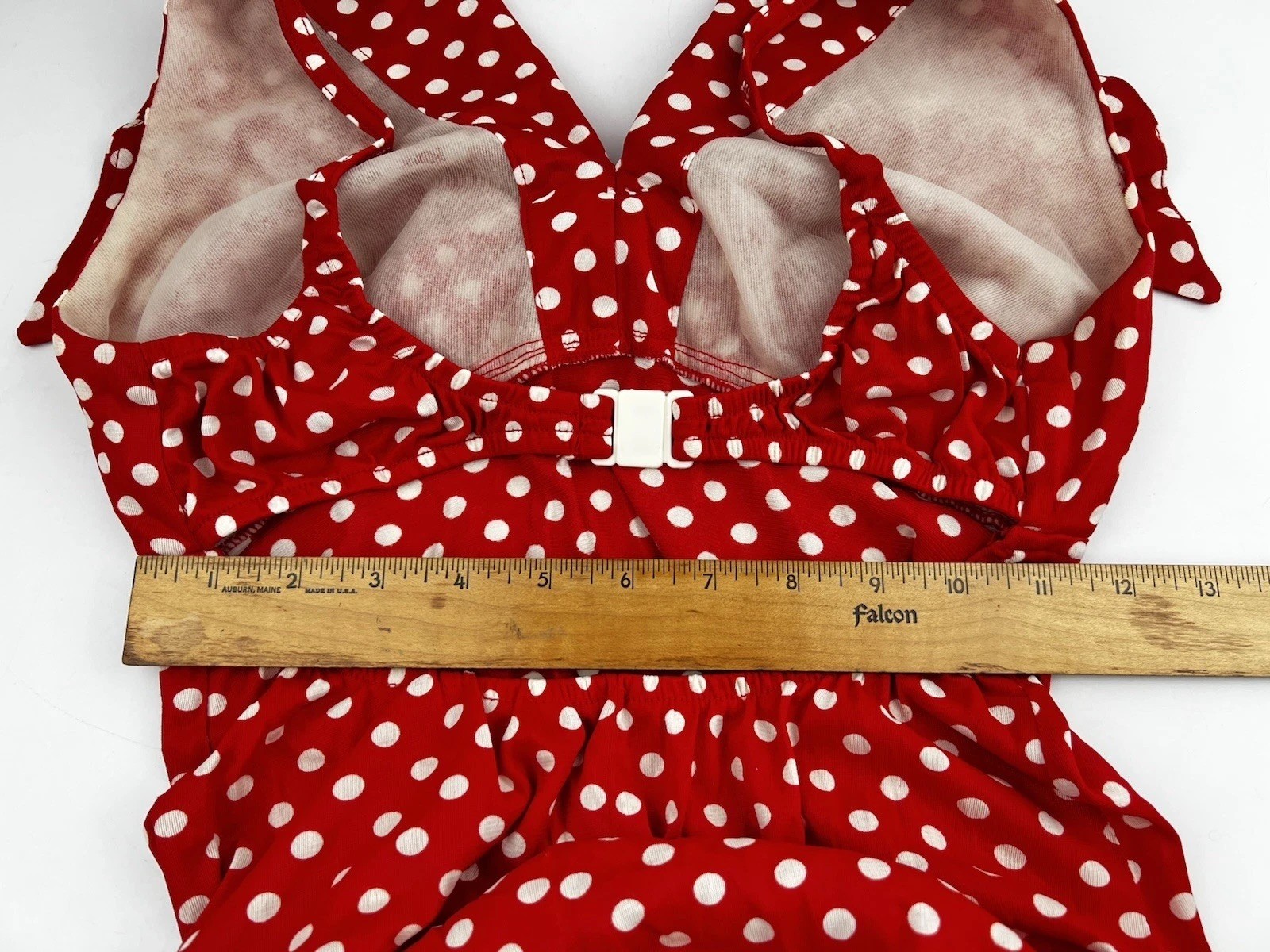 Jack Hartley Miami Vintage Dress Red White Polka Dot Sailor Stretch Halter Maxi
