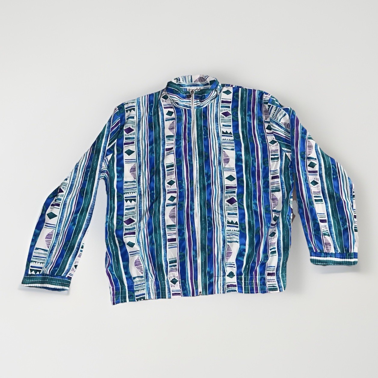 VTG 80s 90s Teddi Retro Colorful All Over Print Womens L Jacket Shoulder Pads