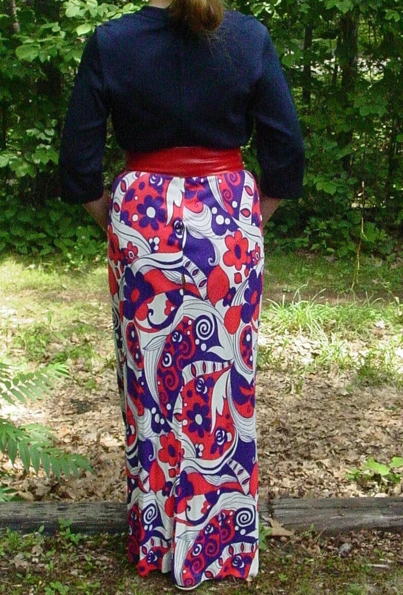 Vintage Dress Psychedelic Keyhole Maxi Dress M late 60s or early 70’s