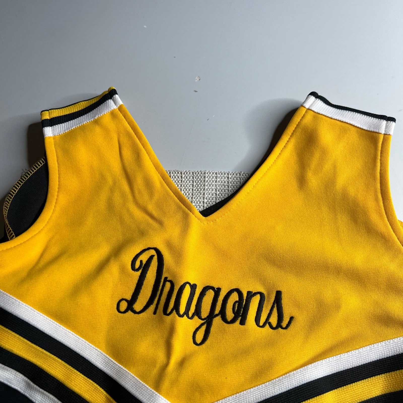 Vintage Varsity Spirit Fashions Dragons Cheer Shell Top Yellow Black Medium NWT