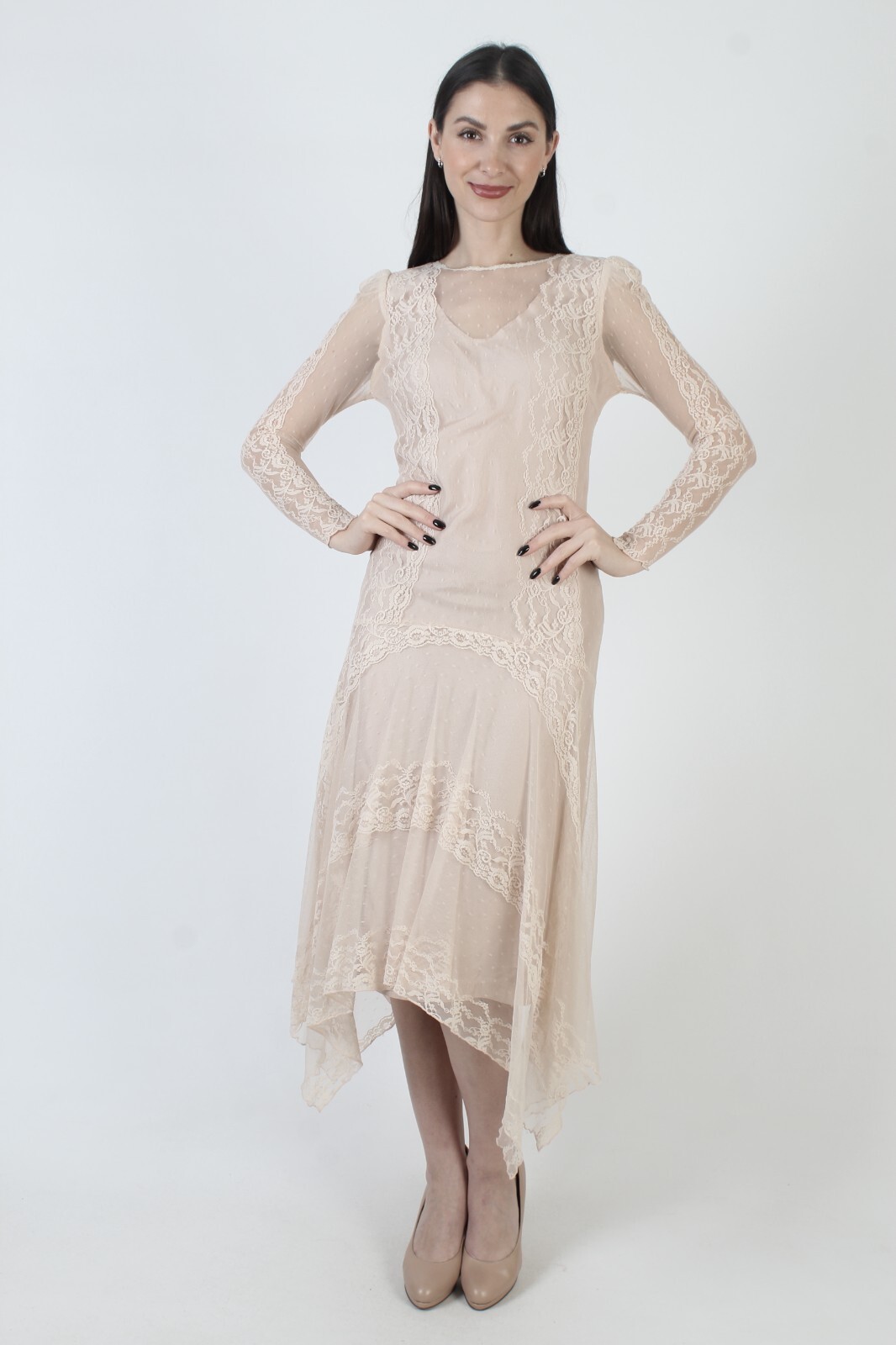 Vintage Susan Lanes Country Elegance Dress Victorian High Low Asymmetrical Gown