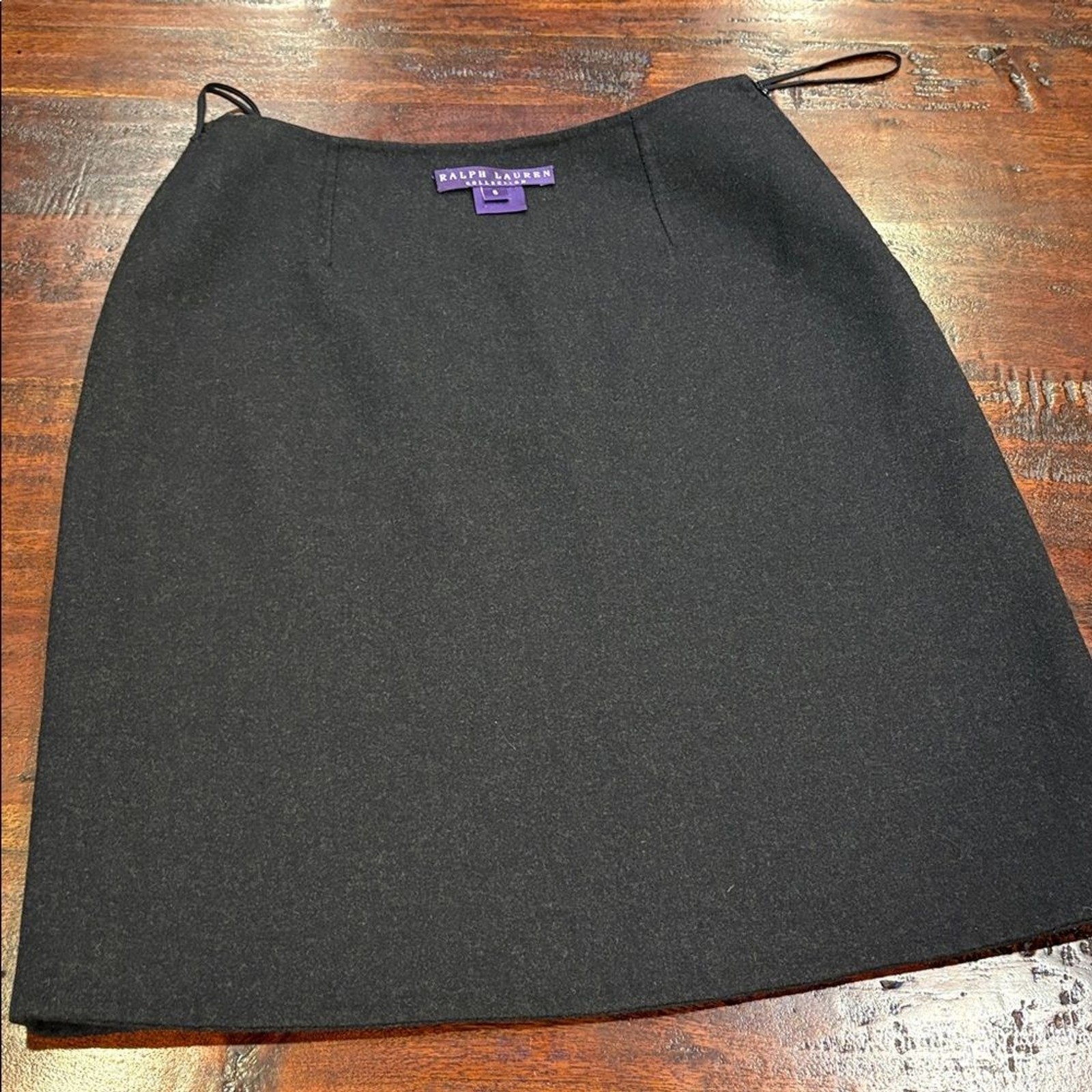 Vintage Ralph Lauren Felted Wool Skirt Dark Grey 6 *As-Is*