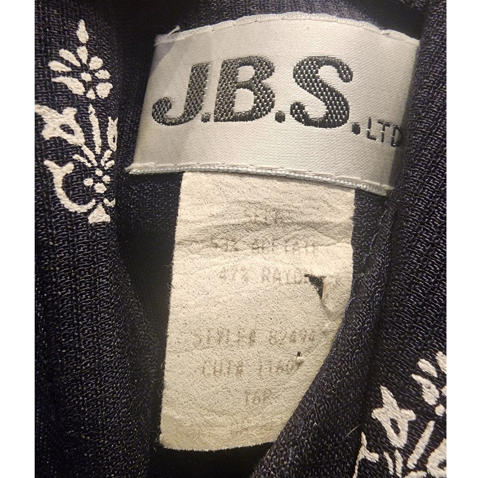 J.B.S. Ltd Vintage Black Embroidered Sailor Collar Midi Dress Womens 10P Petite