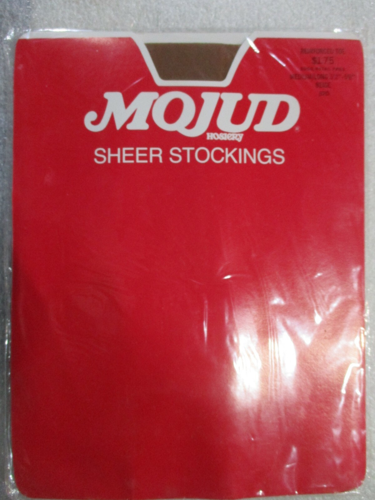 1 PR VINTAGE MOJUD RT STRETCH MESH SHEER NYLON STOCKINGS SZ MED/LONG BEIGE
