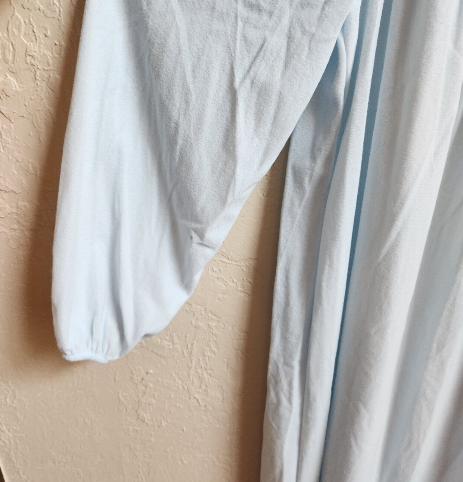 Vtg Famous Bodies Long Nightgown L Soft Blue Nylon Embroidery Sears Roebuck USA