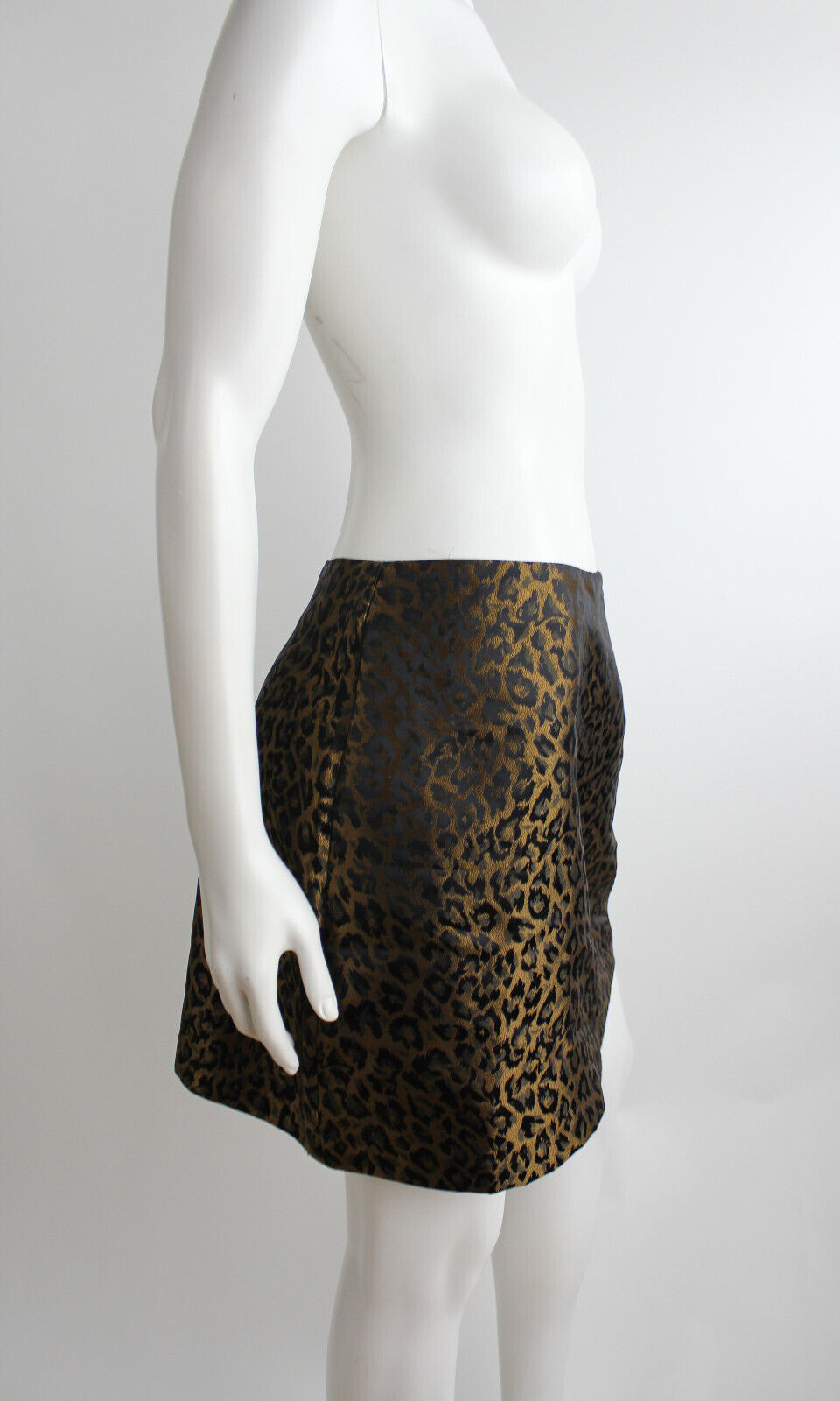 Vtg 1990s Leopard Print Spotted Animal A-Line Mini Skirt Club Kid Punk Goth M-L