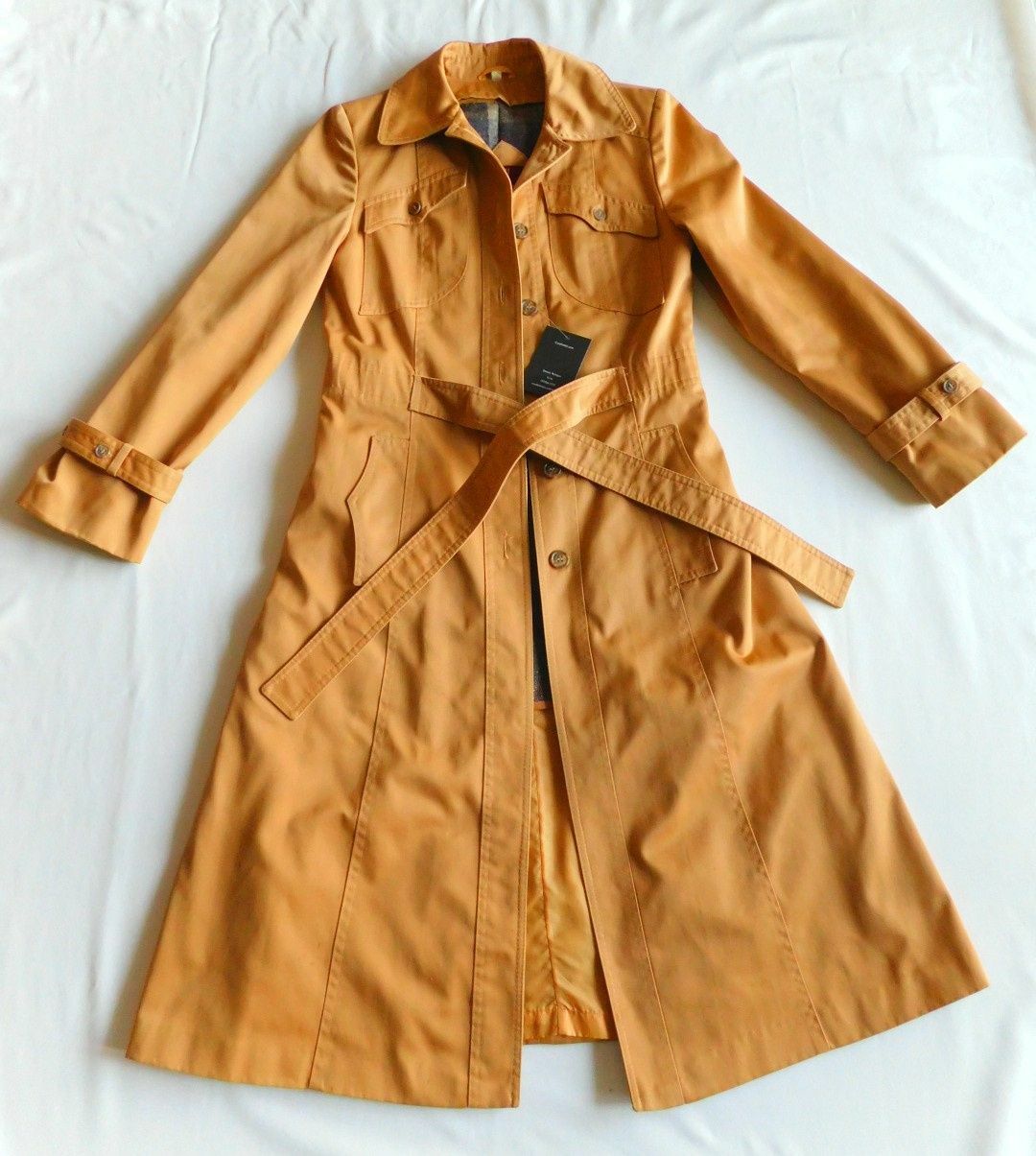 Vintage Original ” j.gallery ” Belted Trench Coat (Caramel, Fitted 5)