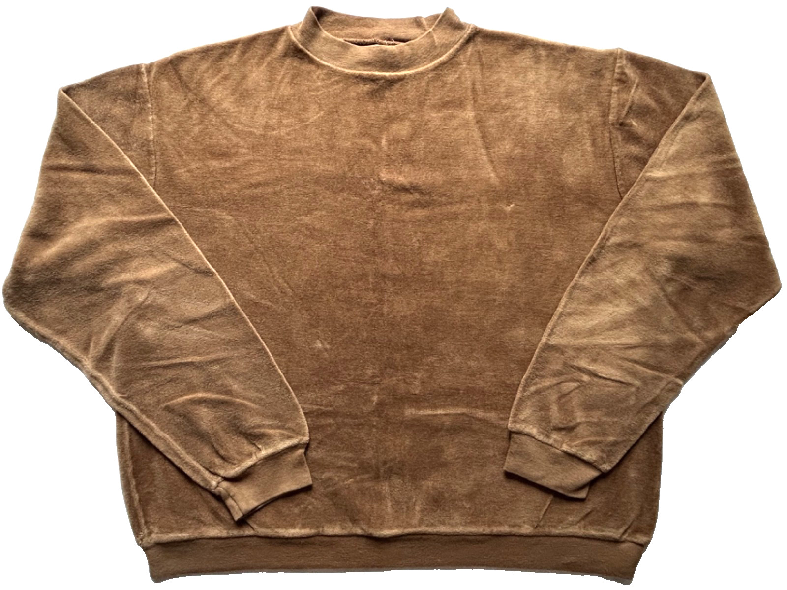 VINTAGE 80s Catalina Cali VELOUR Plush Pullover Sweatshirt Womens XL Camel Brown