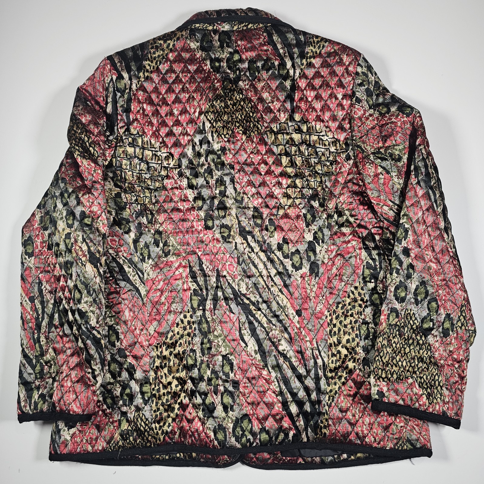 Vintage 90s Rafael Quilted Patchwork Animal Print Jacket Women’s Medium Rare