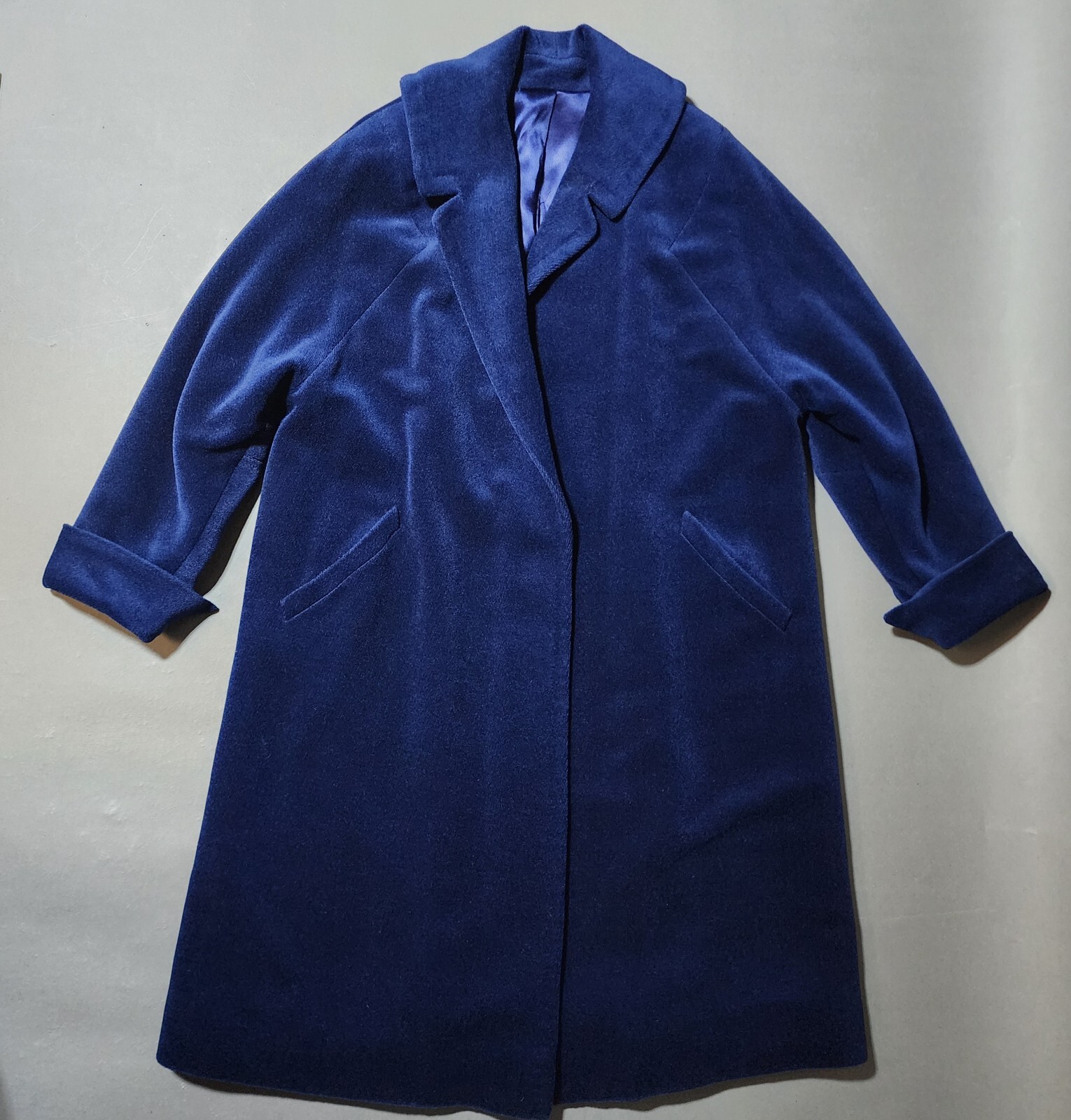 😎❤️Vtg 1950’s Coat Blue Forstmann Marvella II (A Wool Pile Velvet) Silk Lining