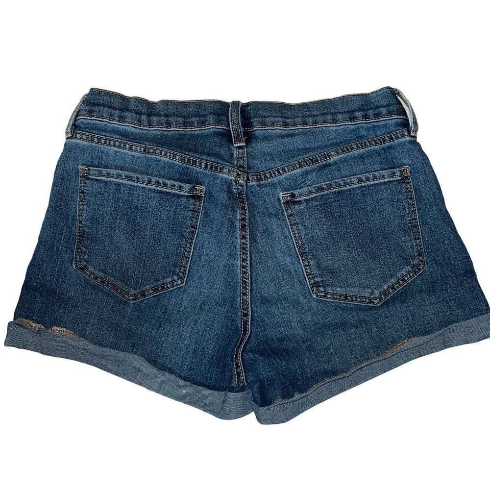 Old Navy Womens Cuffed Denim Shorts Dark Wash Blue Stretch Size 8