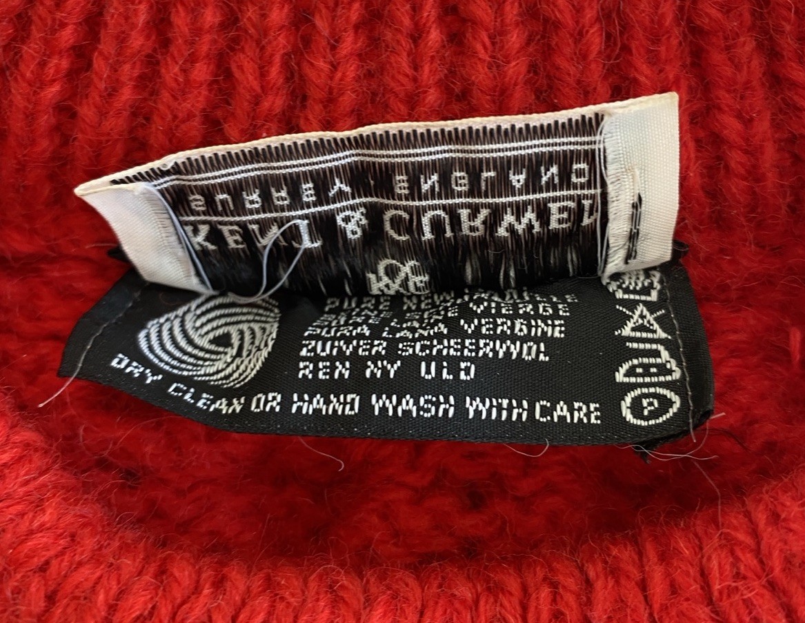 Vintage Kent & Curwen M 100% Pure New Wool Cable Knit Sweater Red Holiday
