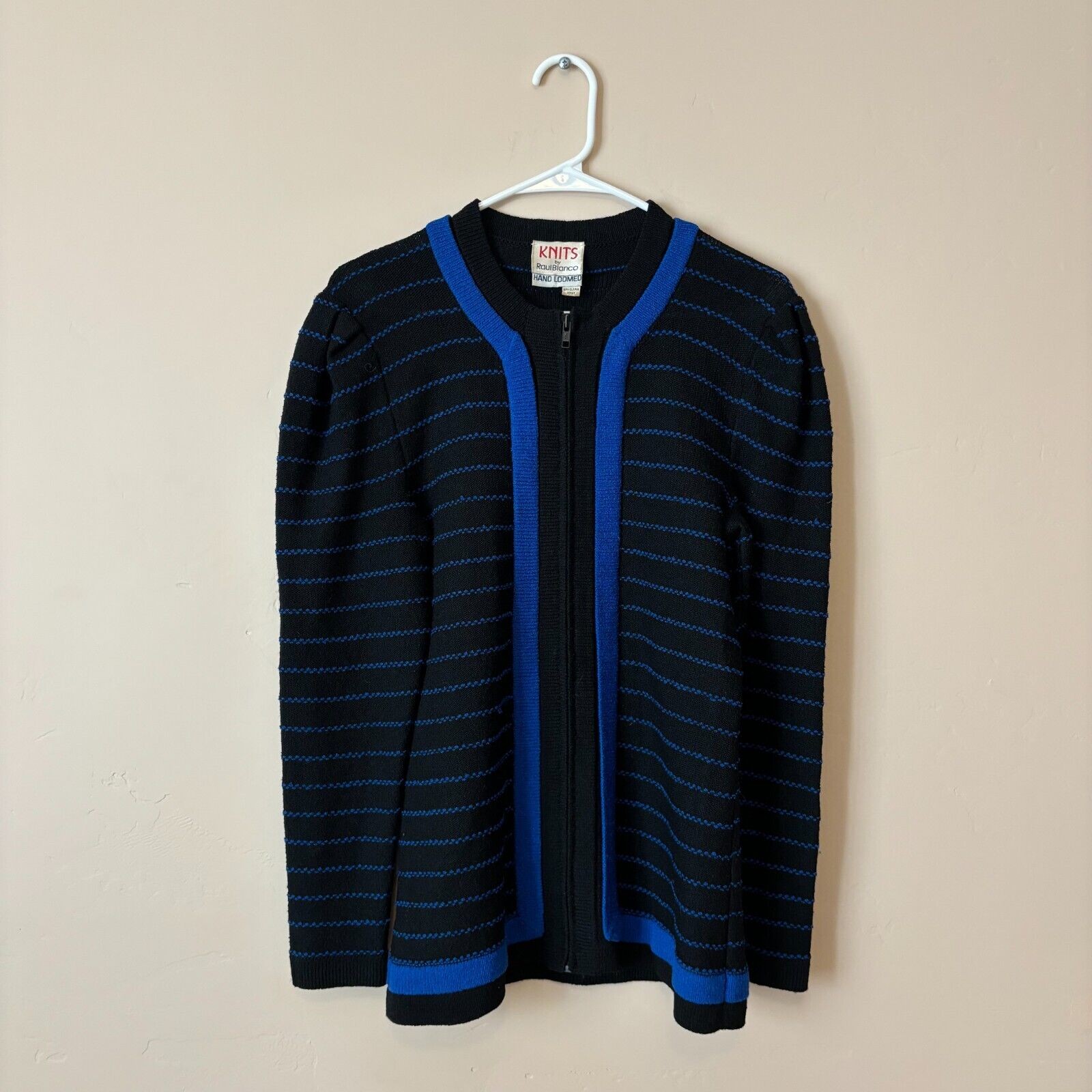 Vintage Knits By Raul Blanco Hand Loomed Knit Zip Sweater Jacket Timeless