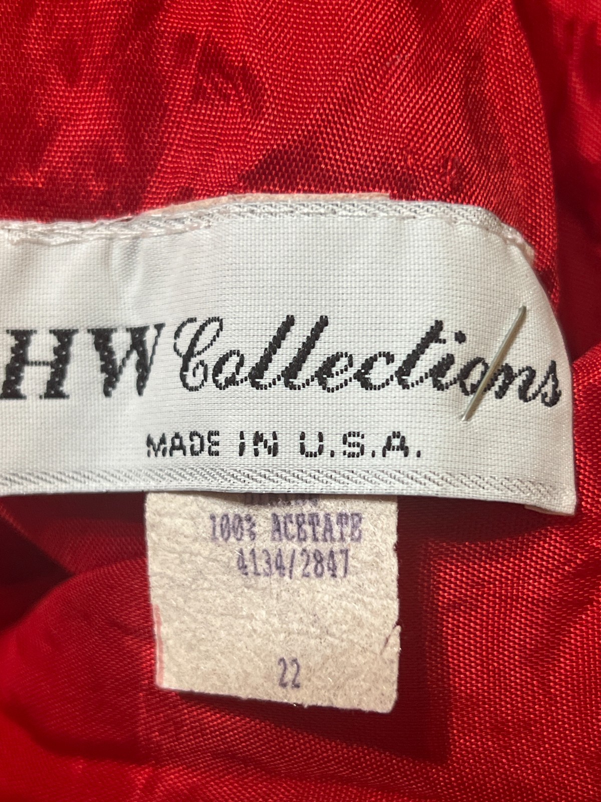 Vintage HW Collections Red Evening Dress Size 22 – Made in USA, Slit Hem