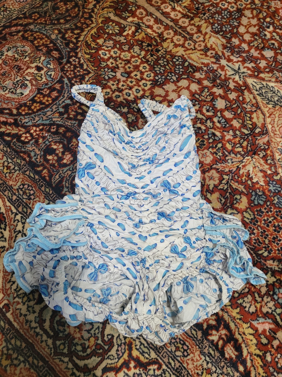 Cole of California Junior Vintage 50’s Rouched Ruffled Cotton Swimsuit