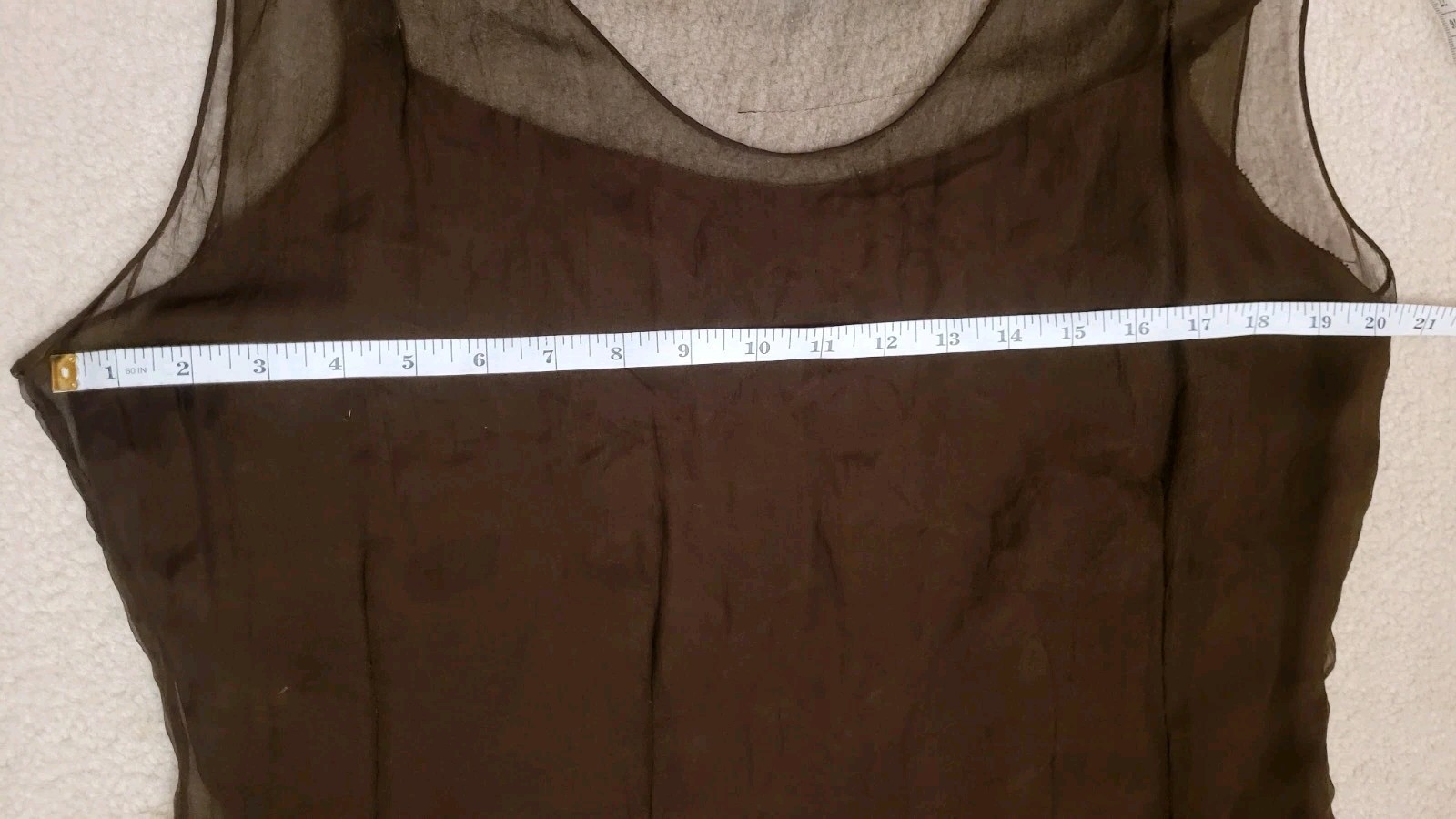 Vtg 1930s Chocolate Silk? Chiffon Dress Built-in Lining Floor Length Sz Large